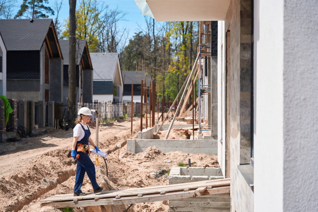 Forewomen at construction site